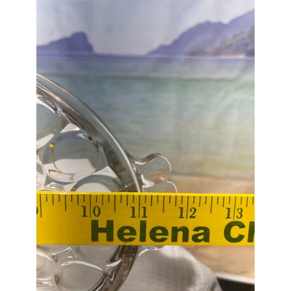 Vintage Jeannette 12" Handled Glass Tray Thumbprint Gold Trim Platter Glassware - Picture 5 of 9